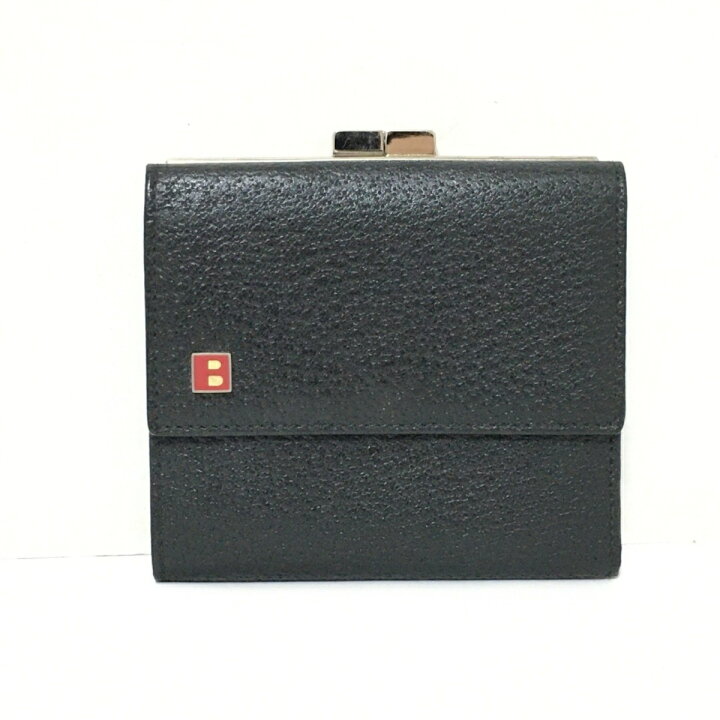 楽天市場】【中古】BALLY(バリー) 3つ折り財布 がま口 黒 レザー 