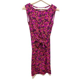 【中古】DIANE VON FURSTENBERG(DVF)(ダイアン・フォン・ファステンバーグ) ワンピース ノースリーブ/ひざ丈/花柄 ボルドー×黒×マルチ