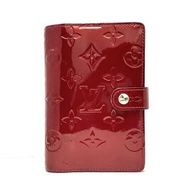 【中古】LOUIS VUITTON(ルイヴィトン) アジェンダPM 手帳 イニシャル刻印 ポムダムール パテントレザー（モノグラムの型押し）