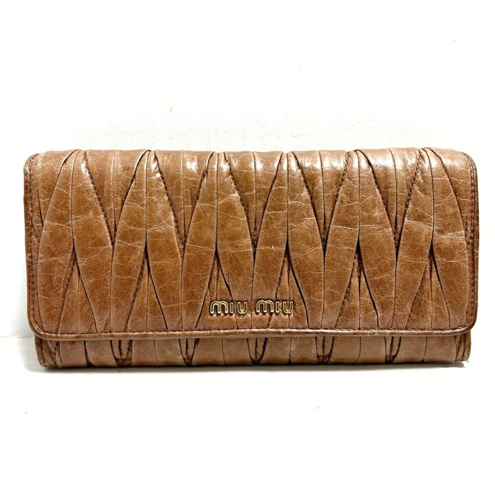 楽天市場】【中古】miumiu(ミュウミュウ) ギャザーウォレット 長財布 