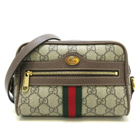 【中古】GUCCI(グッチ) オフィディア ショルダーバッグ ベージュ×ダークブラウン×マルチ PVC(塩化ビニール)×レザー