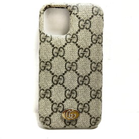 【中古】GUCCI(グッチ) オフィディア 携帯電話ケース iPhoneケース/iPhone11 Pro ベージュ×ダークブラウン PVC(塩化ビニール)