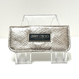 【中古】JIMMY CHOO(ジミーチュウ) コインケース 型押し加工/PARFUMS ゴールド エナメル（合皮）