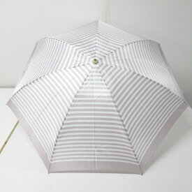 【中古】Aquascutum(アクアスキュータム) 折りたたみ傘 ボーダー ライトピンク×白 化学繊維