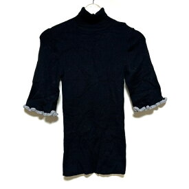 【中古】SEE BY CHLOE(シーバイクロエ) 半袖セーター タートルネック 黒×シルバー ウール