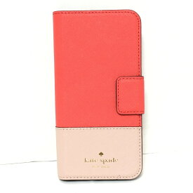 【中古】Kate spade(ケイトスペード) 携帯電話ケース iPhoneケース/手帳型/iPhone7 レッド×ベージュ PVC(塩化ビニール)