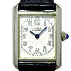 【新着】【中古】Cartier(カルティエ) マストタンク アルジャン 腕時計 アラビア数字/2C文字盤/革ベルト 白
