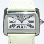 【新着】【中古】Cartier(カルティエ) タンクミニディヴァン 腕時計 SS/アリゲーターベルト/シェル文字盤 ピンクシェル