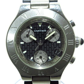 【中古】Cartier(カルティエ) マスト21 ヴァンティアン 腕時計 クロノグラフ 黒