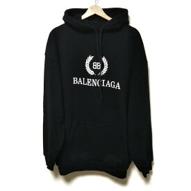 【中古】BALENCIAGA(バレンシアガ) パーカー 長袖/プルオーバー 黒×白