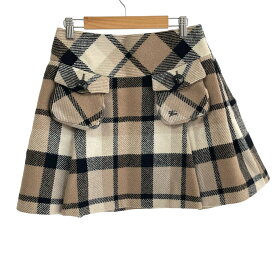 【新着】【中古】Burberry Blue Label(バーバリーブルーレーベル) ミニスカート チェック柄 ベージュ×黒×アイボリー