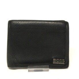 【新着】【中古】HUGOBOSS(ヒューゴボス) 2つ折り財布 黒 レザー