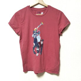 【新着】【中古】POLObyRalphLauren(ポロラルフローレン) 半袖Tシャツ クルーネック ピンク×黒×マルチ