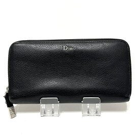 【新着】【中古】Dior HOMME(ディオールオム) 長財布 ラウンドファスナー 黒 レザー