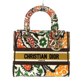 【新着】【中古】DIOR/ChristianDior(ディオール/クリスチャンディオール) レディディーライトミディアムバッグ ハンドバッグ ペイズリー柄/刺繍/ゴールド金具 ダークブラウン×オレンジ×マルチ キャンバス