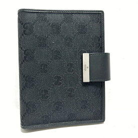 【新着】【中古】GUCCI(グッチ) GG柄,メタルバー 手帳 黒 ジャガード×レザー