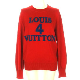 【新着】【中古】LOUIS VUITTON(ルイヴィトン) Louis 4 Vuitton ニットプルオーバー 長袖セーター クルーネック/2023AW レッド×ブルー 綿、カシミヤ
