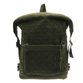 【中古】BOTTEGA VENETA(ボッテガヴェネタ) ウェビング イントレチャート バックパック リュックサック カーキ ナイロン