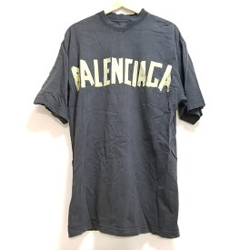 【新着】【中古】BALENCIAGA(バレンシアガ) テープタイプミディアムフィットTシャツ 半袖Tシャツ クルーネック/2022年/ダメージ加工/オーバーサイズ 黒×ライトイエロー×イエロー