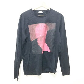 【新着】【中古】BALENCIAGA(バレンシアガ) 長袖Tシャツ クルーネック 黒×ピンク
