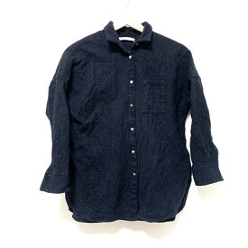 【中古】upper hights(アッパーハイツ) 長袖シャツブラウス THE SHIRT 黒×白