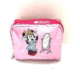 【中古】LESPORTSAC(レスポートサック) ポーチ ミニーマウス/ラウンドファスナー レッド×ピンク×マルチ レスポナイロン