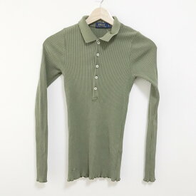 【新着】【中古】POLObyRalphLauren(ポロラルフローレン) 長袖ポロシャツ ニット ダークグリーン