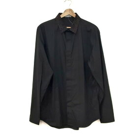 【新着】【中古】Dior HOMME(ディオールオム) 長袖シャツ ビーズ 黒×ボルドー