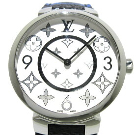 【中古】LOUIS VUITTON(ルイヴィトン) タンブールスリムMM 腕時計 SS/モノグラムベルト シルバー