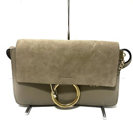 【新着】【中古】Chloe(クロエ) フェイスモールショルダーバッグ ショルダーバッグ グレーベージュ レザー×スエード