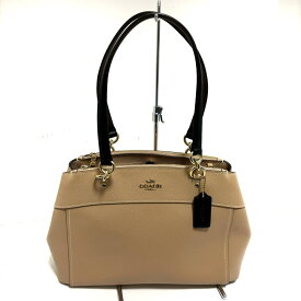 【新着】【中古】COACH(コーチ) トートバッグ ライトブラウン×黒×ダークブラウン レザー