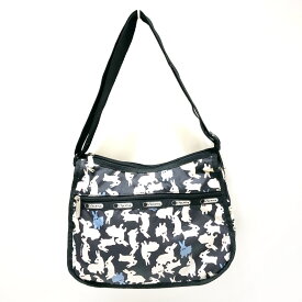 【中古】LESPORTSAC(レスポートサック) ショルダーバッグ うさぎ 黒×白×ブルーグレー レスポナイロン