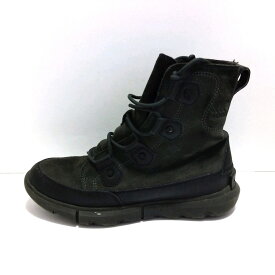 【中古】SOREL(ソレル) ショートブーツ 黒×ダークグレー スエード