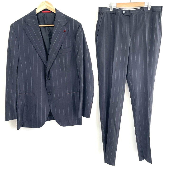 希少】ISAIA イザイア スーツ セットアップ ブラック ストライプ 48  