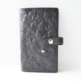 【新着】【中古】ANNA SUI(アナスイ) カードケース スター(星)/型押し加工 黒 レザー