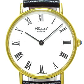 【新着】【中古】Chopard(ショパール) 腕時計 K18YG×社外革ベルト 白