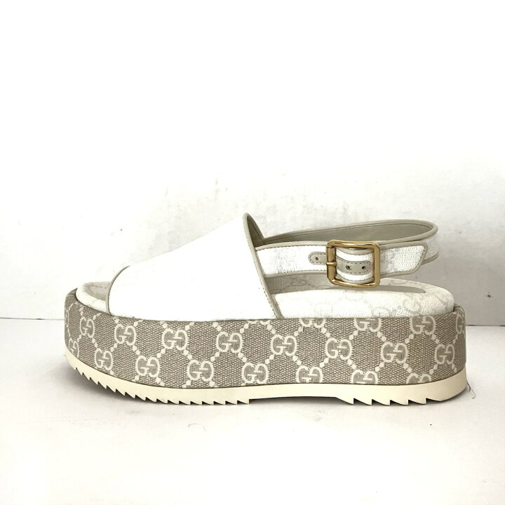 楽天市場】【中古】GUCCI(グッチ) サンダル GG柄 白×ベージュ PVC(塩化 