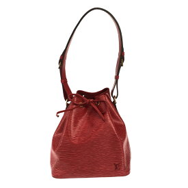 【中古】LOUIS VUITTON(ルイヴィトン) プチ・ノエ ショルダーバッグ カスティリアンレッド レザー（LVロゴの刻印入り）