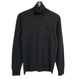 【新着】【中古】Burberry Black Label(バーバリーブラックレーベル) 長袖セーター タートルネック/チェック柄 グレー×ダークグレー ウール、シルク