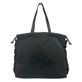 【中古】LANVIN en Bleu(ランバンオンブルー) トートバッグ 黒 ナイロン×レザー