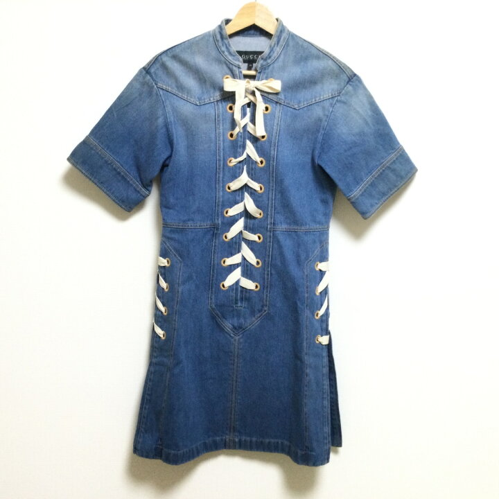 楽天市場】【中古】GUCCI(グッチ) ワンピース 半袖/ひざ丈/デニム 