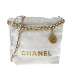 【新着】【中古】CHANEL(シャネル) CHANEL 22 ミニ ショルダーバッグ ゴールド金具 白 シャイニーカーフスキン