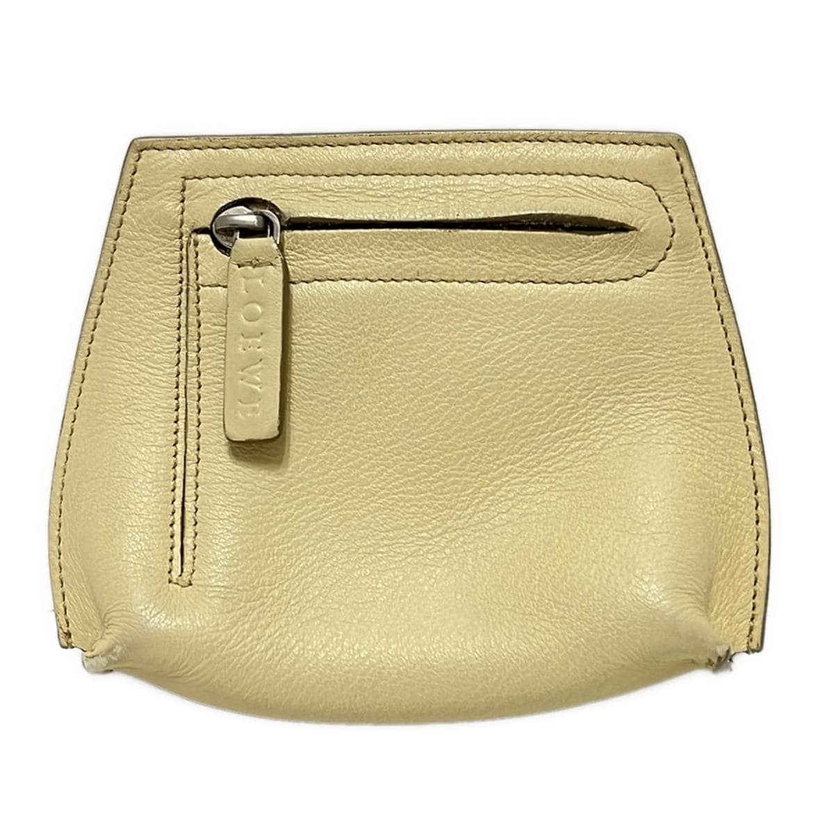 【中古】LOEWE(ロエベ) コインケース アイボリー レザー