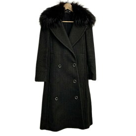 【中古】GUCCI(グッチ) コート 長袖/ニット/ファー/冬 黒×ダークグレー
