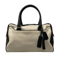 【中古】COACH(コーチ) レガシーツートーンレザーヘイリーサッチェル ハンドバッグ タッセル/ミニボストン ベージュ×黒 レザー