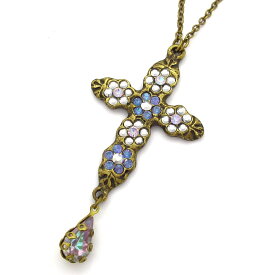【新着】【中古】Michal Negrin(ミハエルネグリン) ネックレス クロス/フラワー パープル×ライトブルー×マルチ