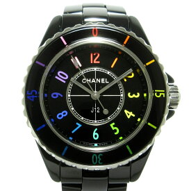 【新着】【中古】CHANEL(シャネル) J12 エレクトロ 腕時計 33mm/セラミック/世界限定1255本/レインボーインデックス 黒