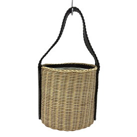 【中古】Max Mara(マックスマーラ) ハンドバッグ かごバッグ ライトブラウン×ダークブラウン×ベージュ レザー
