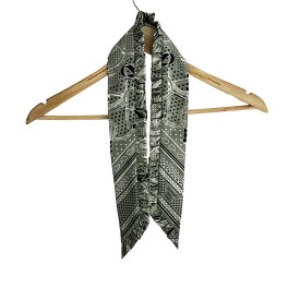 【中古】HERMES(エルメス) ツイリー スカーフ リボンスカーフ/Eperon d'Or(エプロン・ドール)/フリル ヴェール・ソージ×黒×白