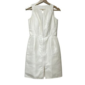 【中古】HARRODS(ハロッズ) ワンピース クルーネック/ノースリーブ/ひざ丈/ジップアップ アイボリー